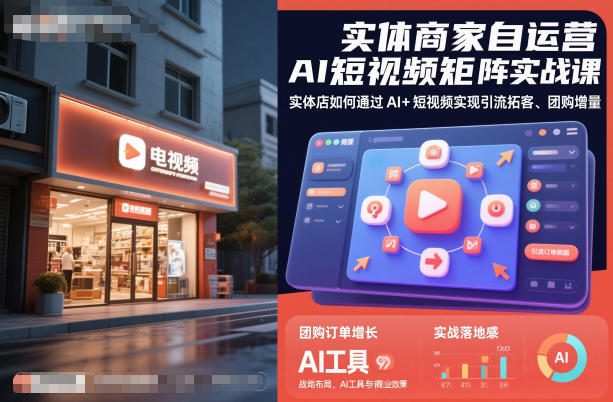 实体商家自运营AI短视频矩阵实战课,实体店如何通过AI+短视频实现引流拓客、团购增量-摇钱树